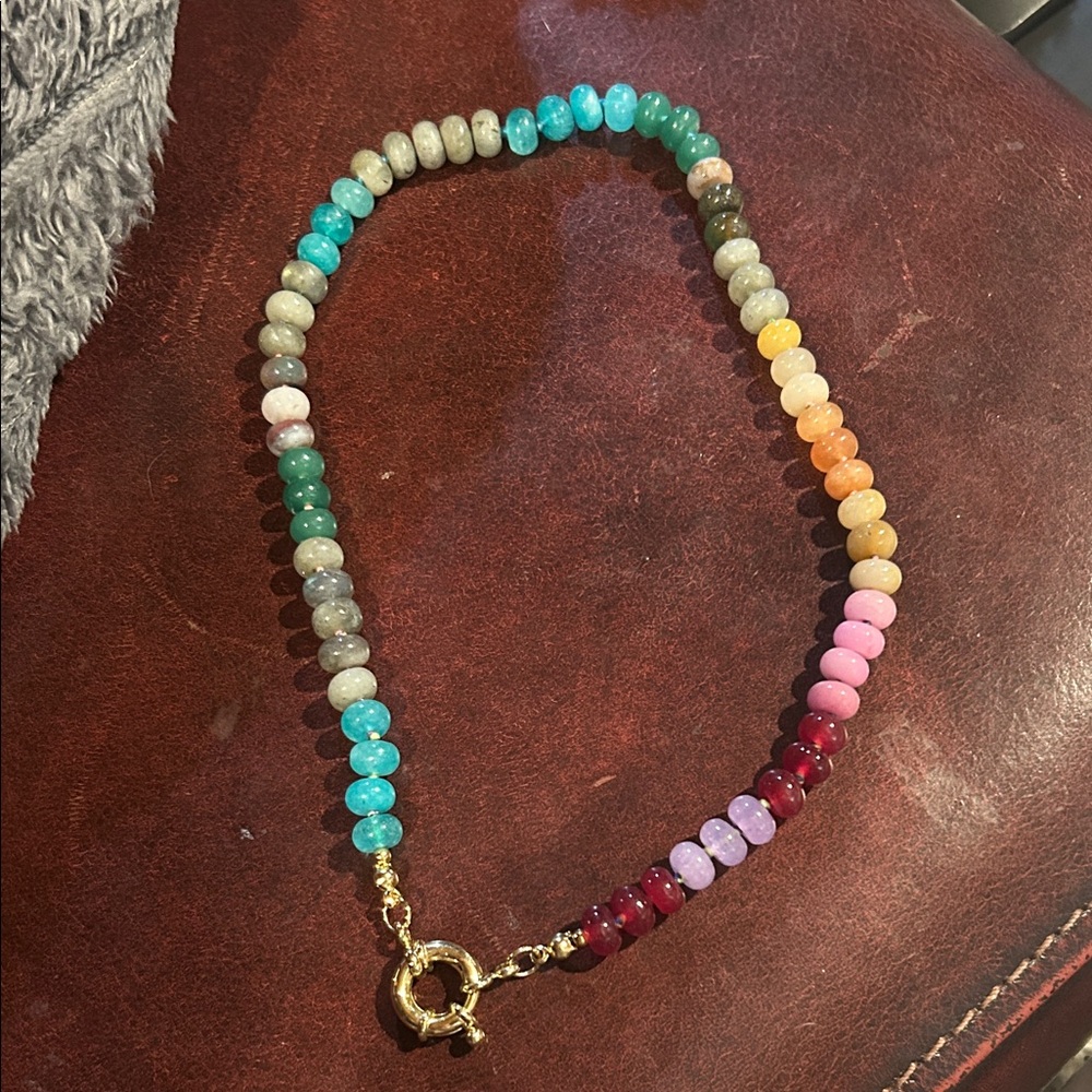 Multicolor Beaded Women’s Necklace with Gold Clasp
